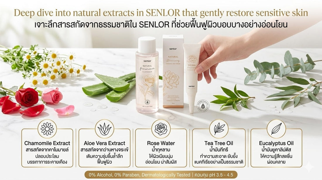 เจาะลึกสารสกัดจากธรรมชาติในSenlor ที่ช่วยฟื้นฟูผิวบอบบางอย่างอ่อนโยน
